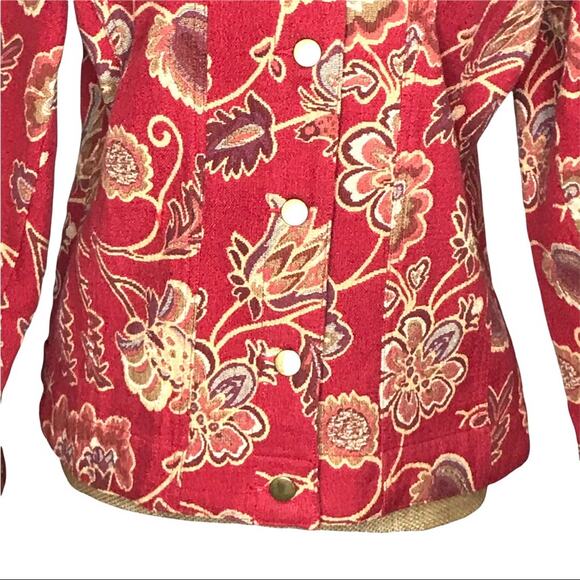 Stonebridge Size Small Floral Tapestry Trucker Style Jacket-Cinnamon Red - Picture 4 of 15